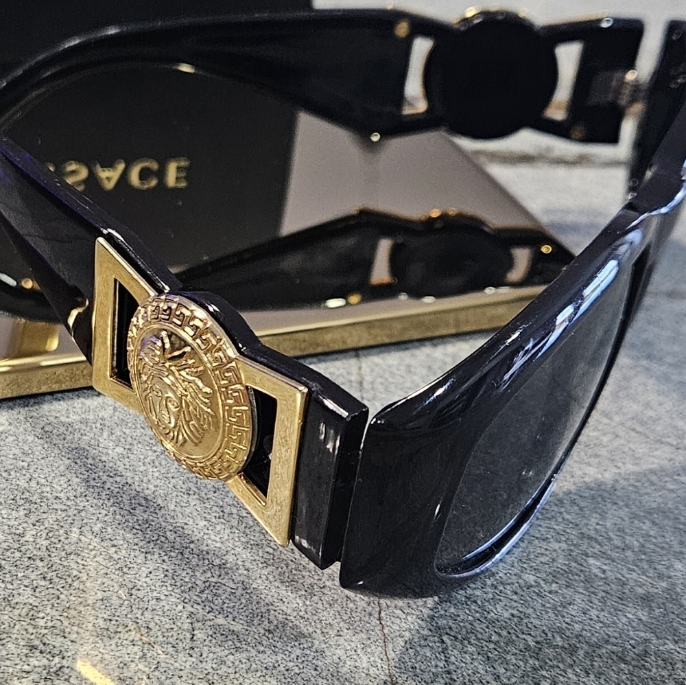 Versace Black Sunglasses with Gold Medusa Detail